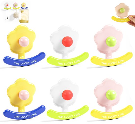 6er-pack Blumenförmige, Selbstklebende Wandhaken Für Handtücher, Jacken Und Schlüssel