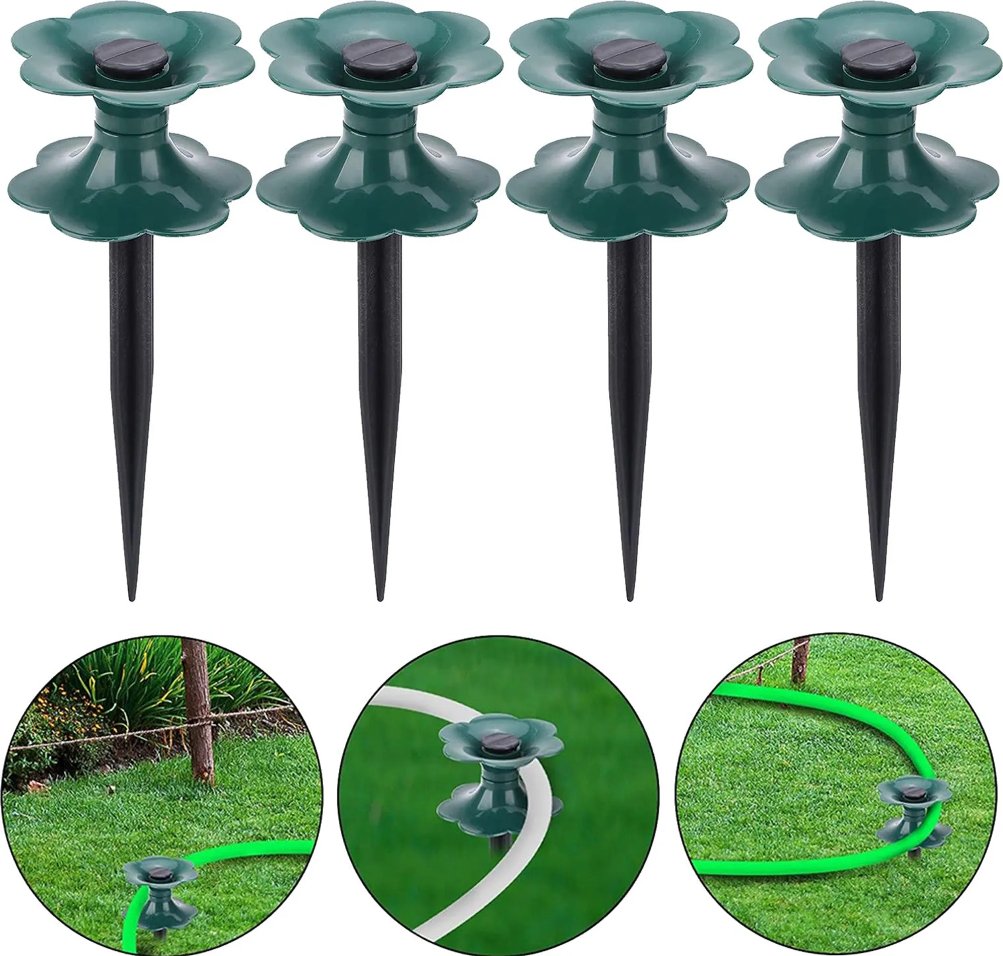 4 Gartenschlauchführungsnägel, Drehverschlussführungen Zum Einstecken In Den Boden Zum Schutz Von Pflanzen Und Blumenbeeten
