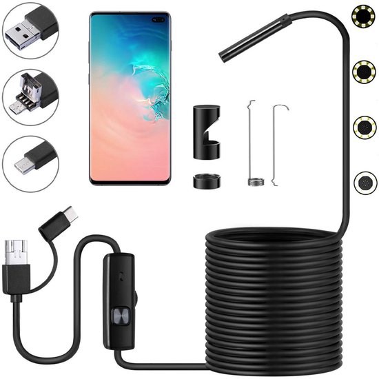 3-in-1-endoskopkamera Mit Led – Endoskop – Inspektionskamera – Ip67 Wasserdicht – Einstellbare Beleuchtung – Usb-inspektionskamera – Für