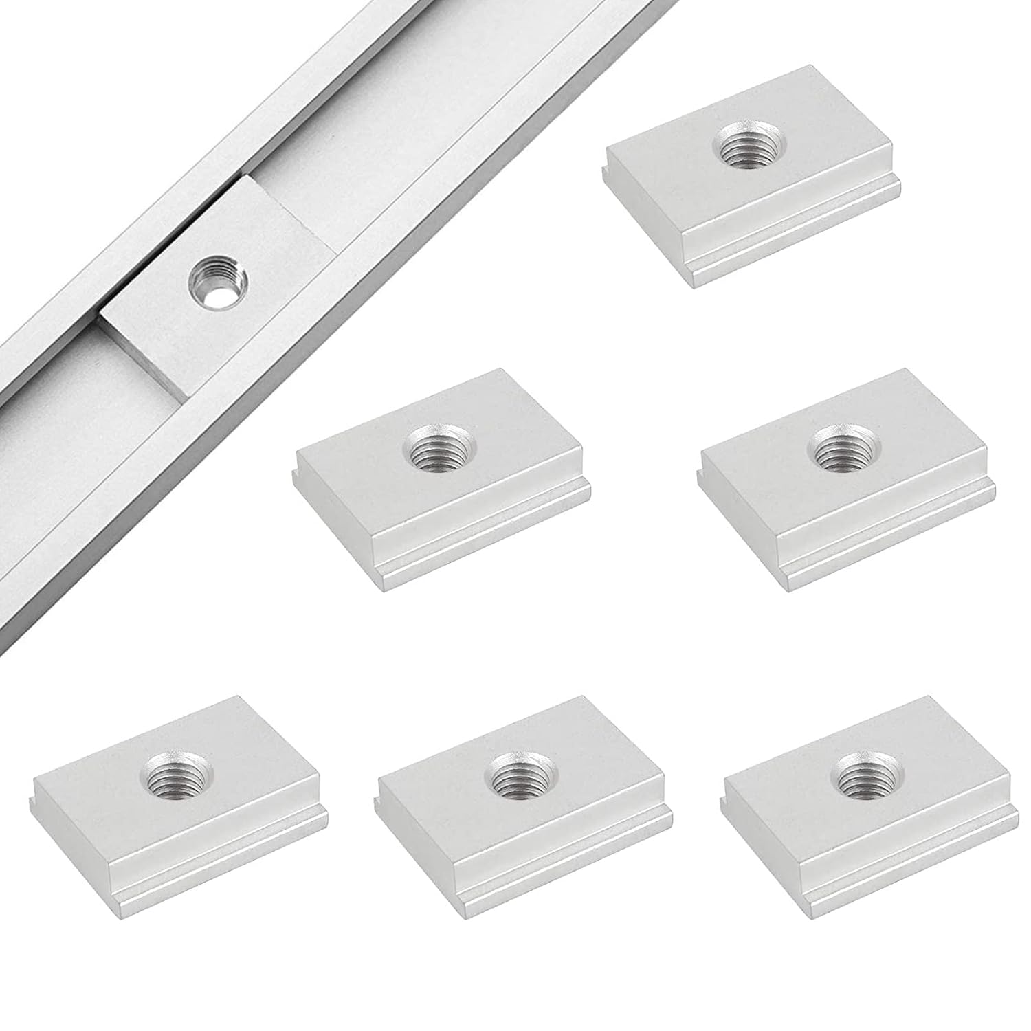 6er-packung T-nutmuttern, M6-gleitmuttern, T-nut-befestigungselemente Aus Aluminiumlegierung, Geeignet Für Schrauben In Holzbearbeitungswerkzeugen.