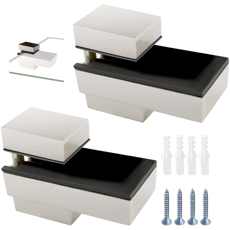 2er-pack Verstellbare Glasregalhalterungen (8–18 Mm), Verstellbare Glasklemmen, Wandhalterungen Für Glasregale, Silberfarben