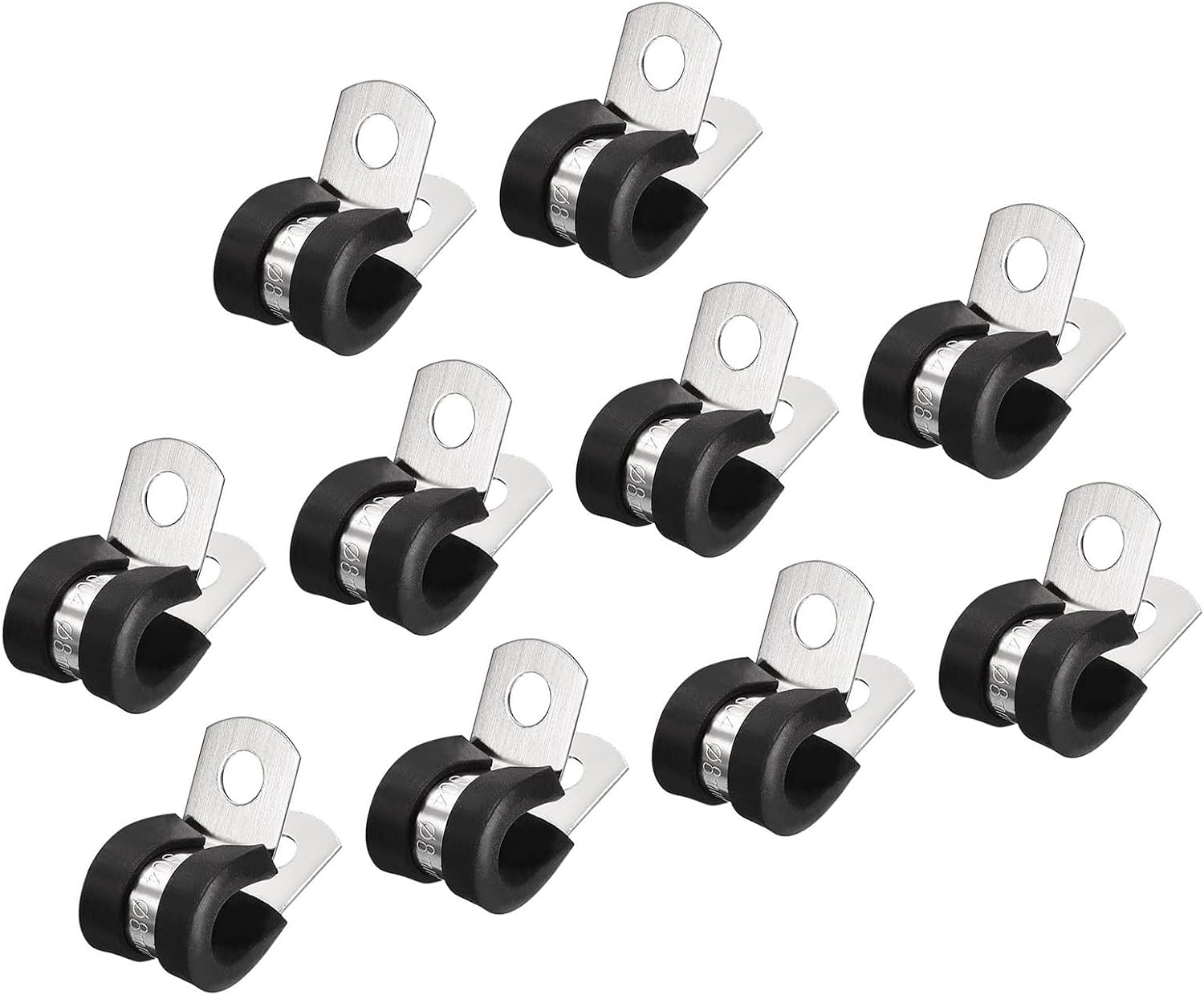 Packung Mit 30 Kabelbindern (8 Mm), Mit R-förmigen Isoliergummipads Aus Edelstahl 304 Und Metallrohrhalterung.