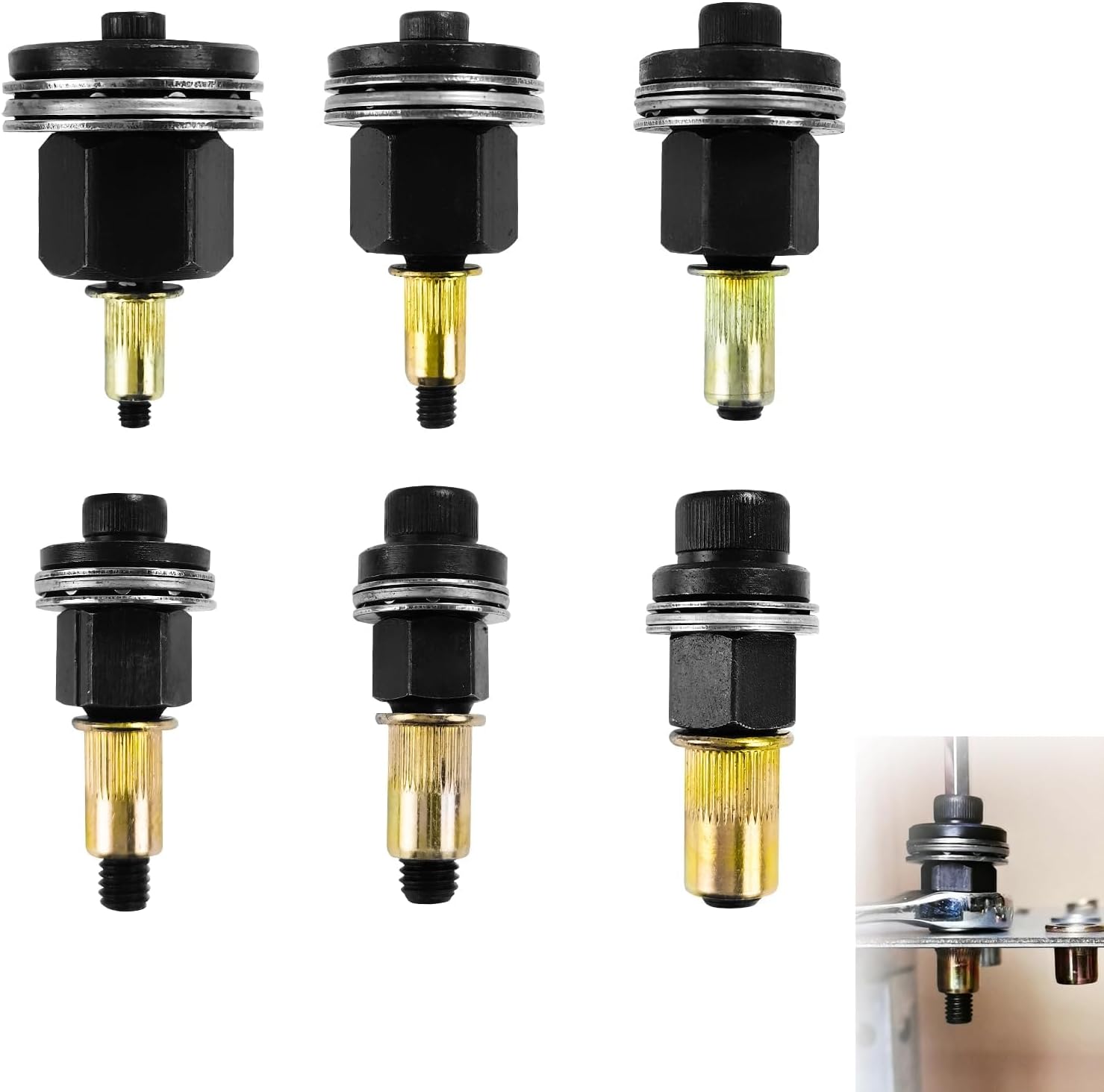 6-teiliges Set – Gewindeeinsatznieten M3, M4, M5, M6, M8, M10 – Schwarz