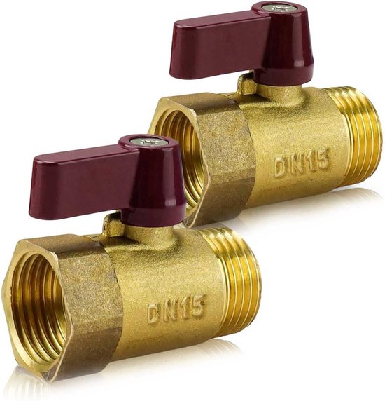 Gerades Ventil Dn15 – 2-teiliges Messing-kugelventil, Wasserdicht, Für Küche, Bad, Wc