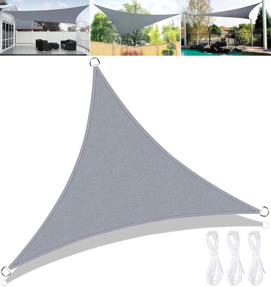 Dreieckiges Schattierungstuch (3x3x3 M), Uv-schutz, Sonnenschutz, Wasserdichtes Gartenpavillon Für Terrasse, Balkon, Grau