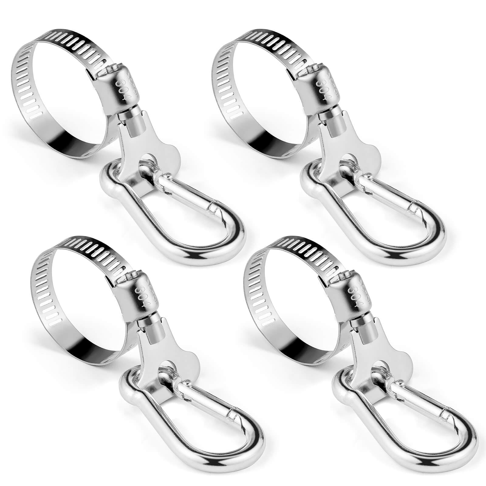 Fahnenmastschlaufe Mit Karabinerhaken, 4-teilige Fahnenmastklemme Aus Stahl, Verstellbarer Durchmesser Von 1,9 Bis 3 Cm, Für Garten, Boot, Yacht, Lkw, Atv