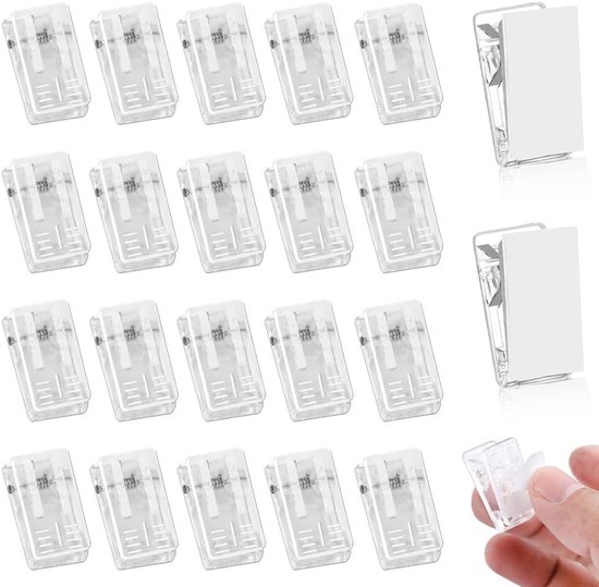 20 Acrylclips – Transparent – Selbstklebende Ordner-/bannerclips – Pflanzenwandclips – Posterhaken – Federclips – Für Decken/poster