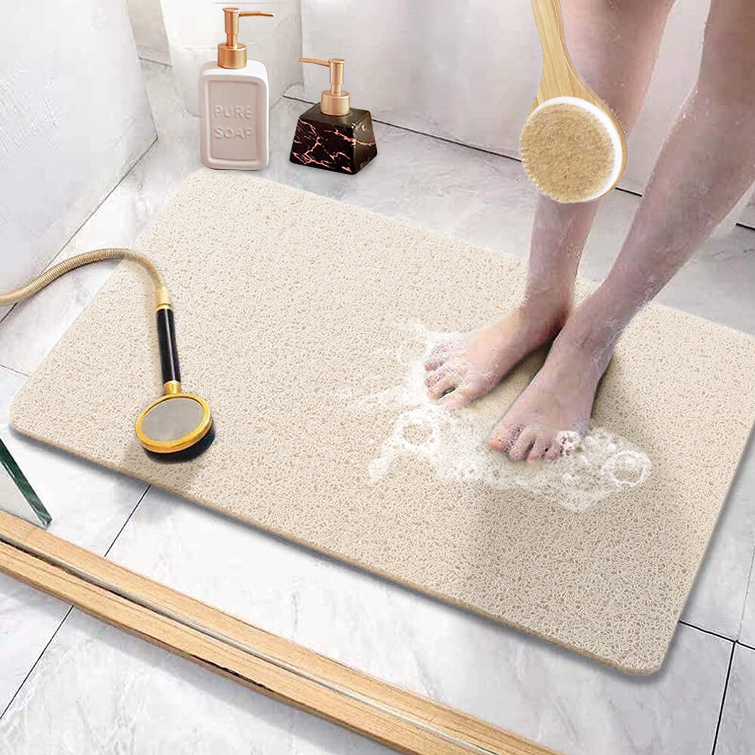 Rutschfeste, Waschbare, 60 X 40 Cm Große, Schnelltrocknende, Weiche Und Bequeme Badematte (beige)