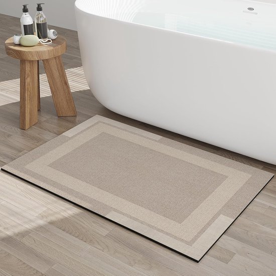 Beige 40x60 Cm Ultradünne, Schnelltrocknende Und Saugfähige Badematte Mit Gummirücken