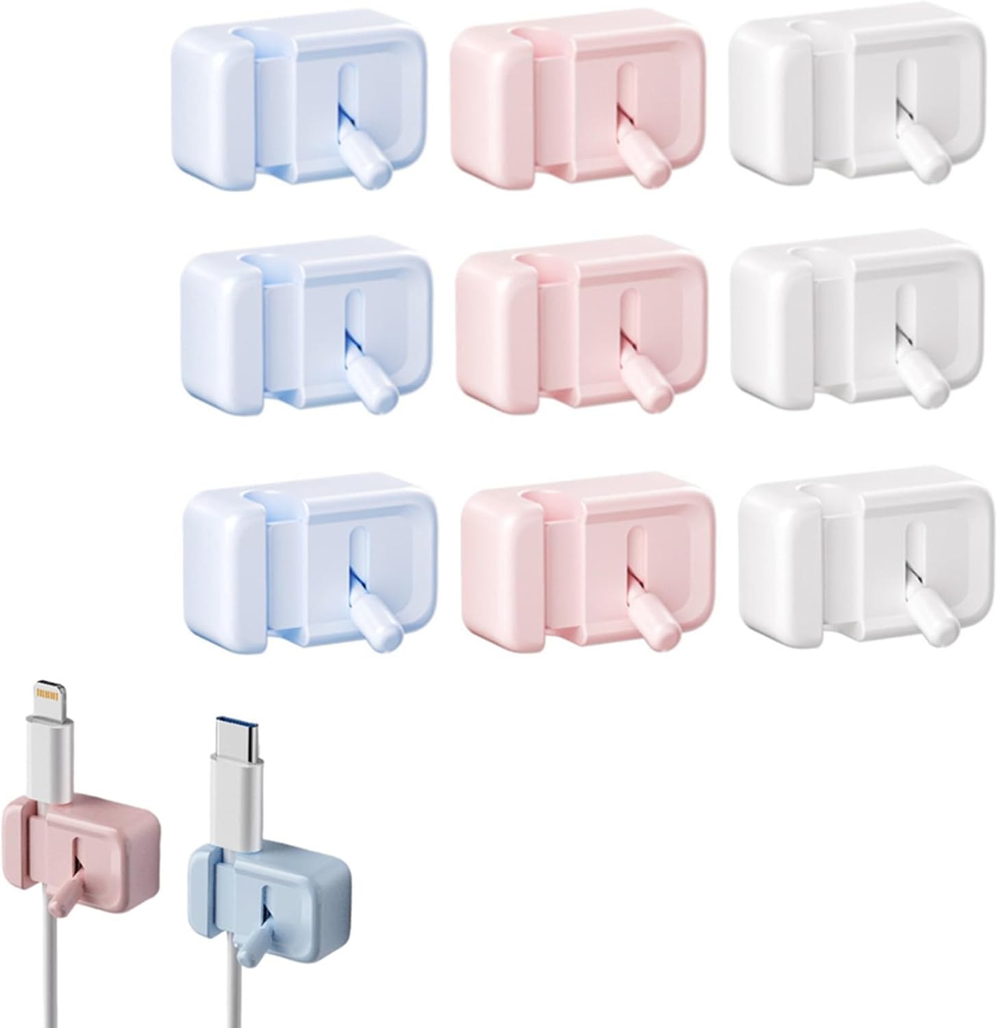 Set Mit 9 Selbstklebenden Kabelclips Für Den Schreibtisch Zur Kabelorganisation – Kabelorganisator – Bürozubehör (mehrfarbig, 9 Stück)