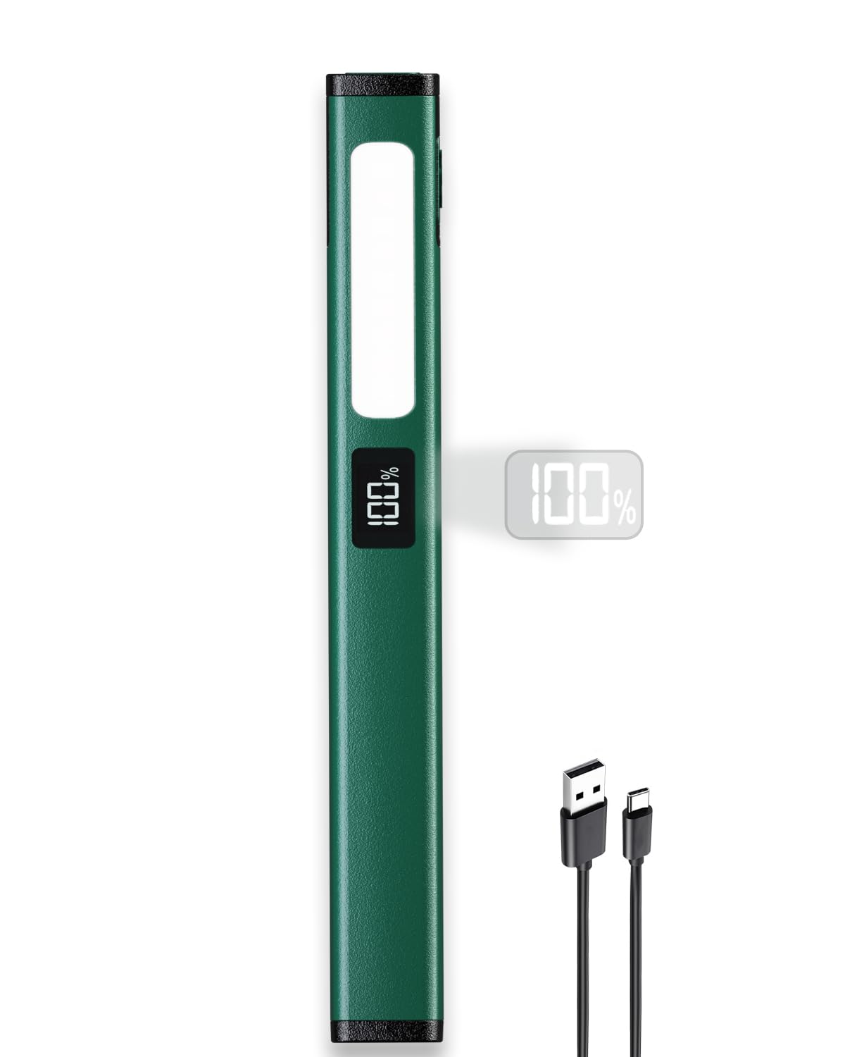 Stiftförmige Taschenlampe Mit Clip, Wiederaufladbar, Geeignet Für Camping/laufen, Grün.