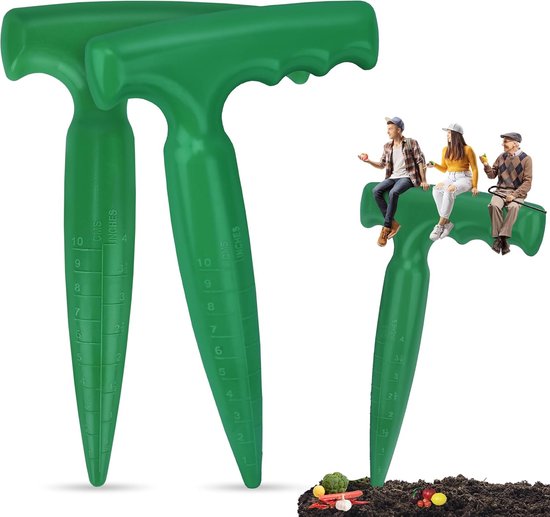 2 Stück – Gartensaatlocher – Gartenlochbohrer – Gartengerät – Mit Tiefenskala – Geeignet Zum Graben Und Säen – Robust Und Langlebig – Grün