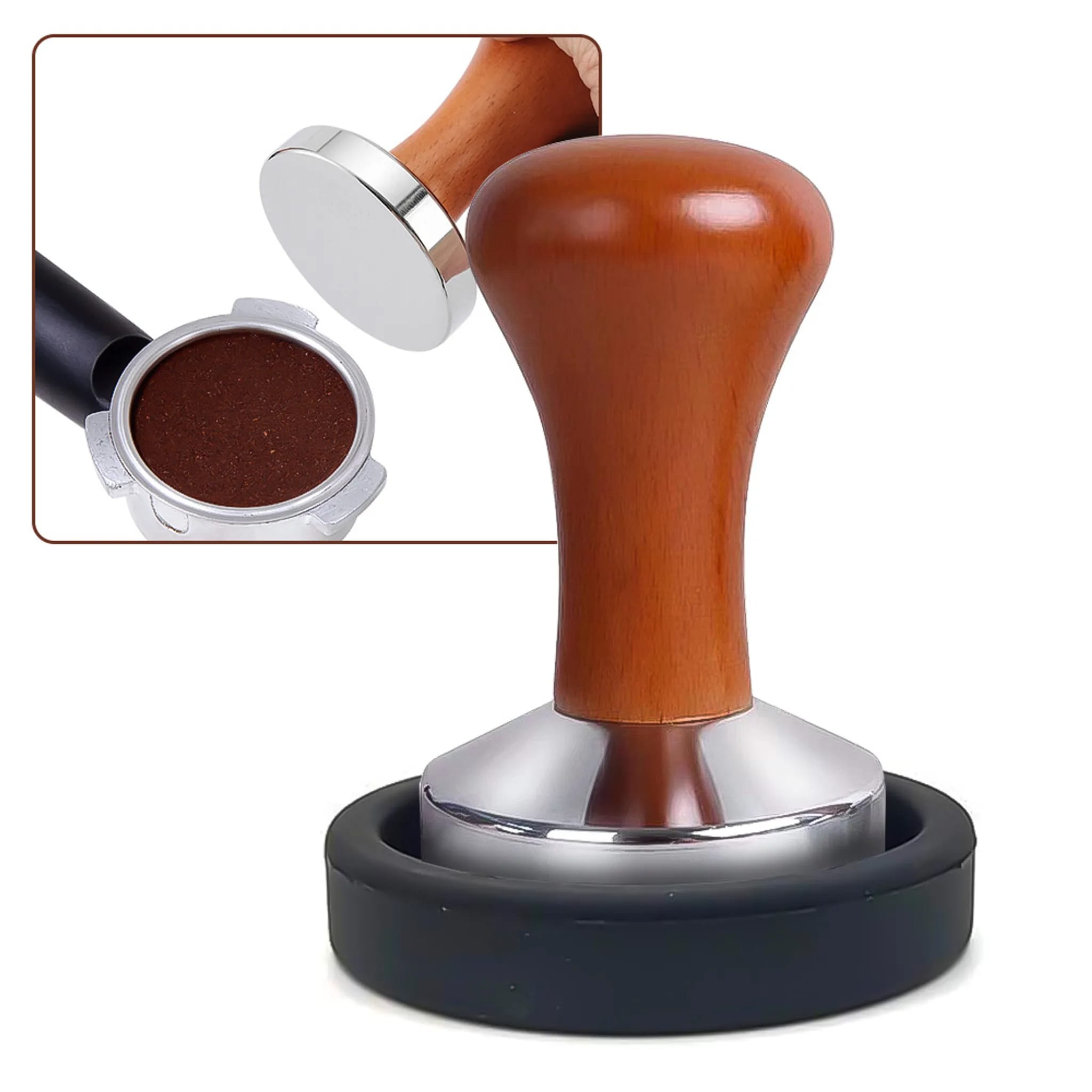 51-mm-kaffeetamper-set, Inklusive Tampermatte Und Designer-kaffeetamper.