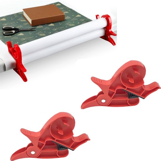 2er-pack Rote Geschenkverpackungsklammern Für Den Schreibtisch Mit Integriertem Klebebandhalter, Verstellbares Geschenkpapier-werkzeug Für Feiertage Und Bastelarbeiten, 27 X 14 Cm