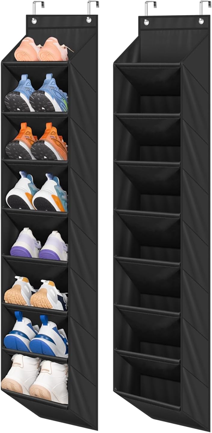 2er-pack Schmaler Schuh-organizer Zum Einhängen An Der Tür Mit 8 Großen, Tiefen Taschen, Hängendes Schuhregal Zur Aufbewahrung Von Stiefeln Und Turnschuhen An Der Schranktür (schwarz)