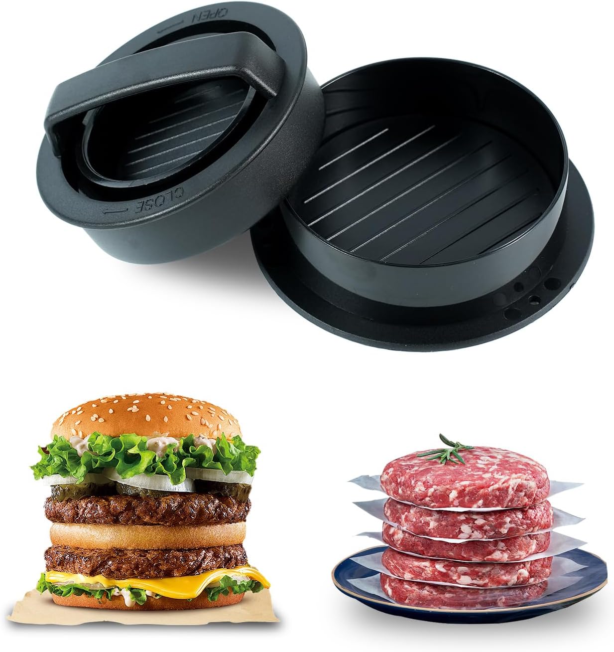 3-in-1 Antihaft-hamburgerpresse Für Gefüllte Hamburger, Grillwerkzeug, Ideal Für Hobbyköche Und Hamburger-liebhaber.