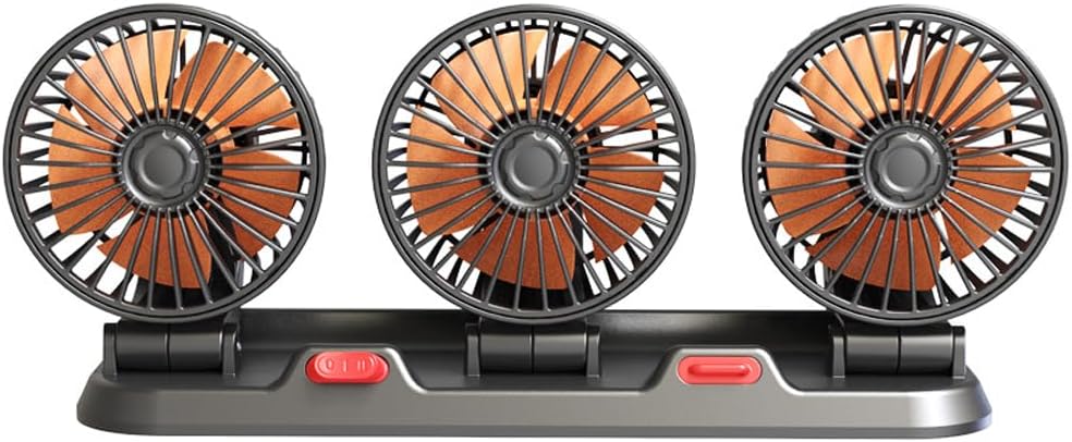 Elektrischer Ventilator, 3-köpfig – Tragbarer Luftkühler Für Auto – Leiser Ventilator Mit 360°-drehung, Geeignet Für Suv, Lkw, Wohnmobil Und Boot, 2 Windgeschwindigkeiten