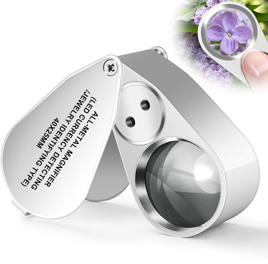 40-fache Metall-klapplupe – Mit Led-/uv-licht