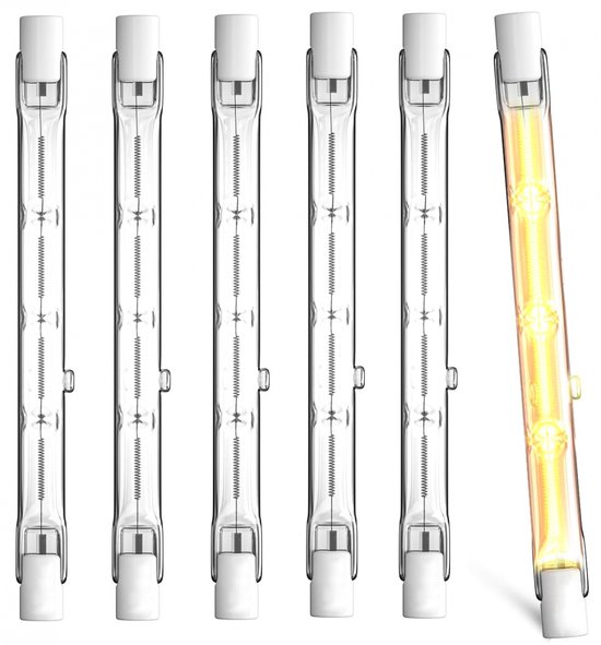 Halogenlampe 118 Mm – 120 W – 230 V Stablampe – Halogen-stecklampe – Warmweißes Licht – 6er-pack – 360° Drehbar – Dimmbar