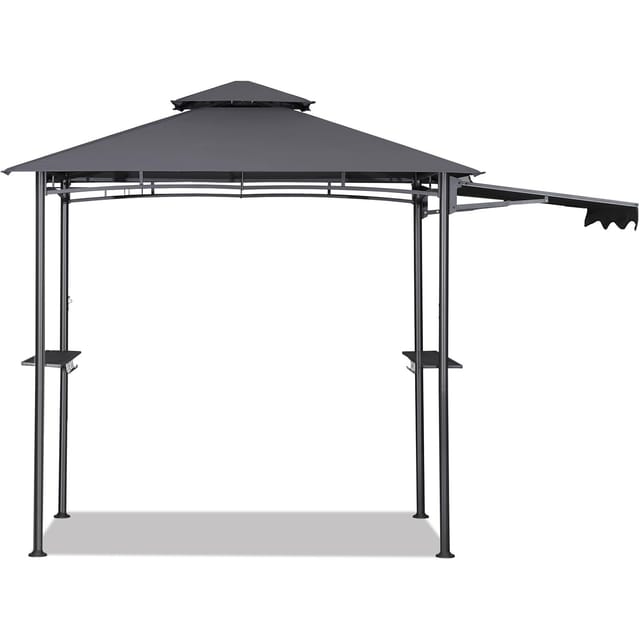 Grill Pavillon Wasserdicht 2.45 x 1.50m Gartenpavillon mit Markise, Sonnenschutz Gartenlauben Gartenzelt für Partys Picknick BBQ´s, UV-Schutz 50+,