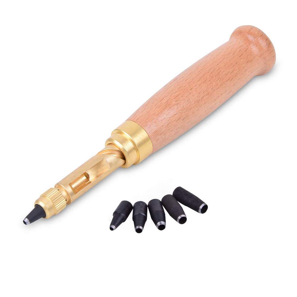 Automatisches Schraublochbohrgerät Für Leder, 6 Spitzen, Größe 1,5–4 Mm, Zum Nähen Von Leder Und Papier, Einstellbare Schraublochstanz- Und Bindewerkzeug