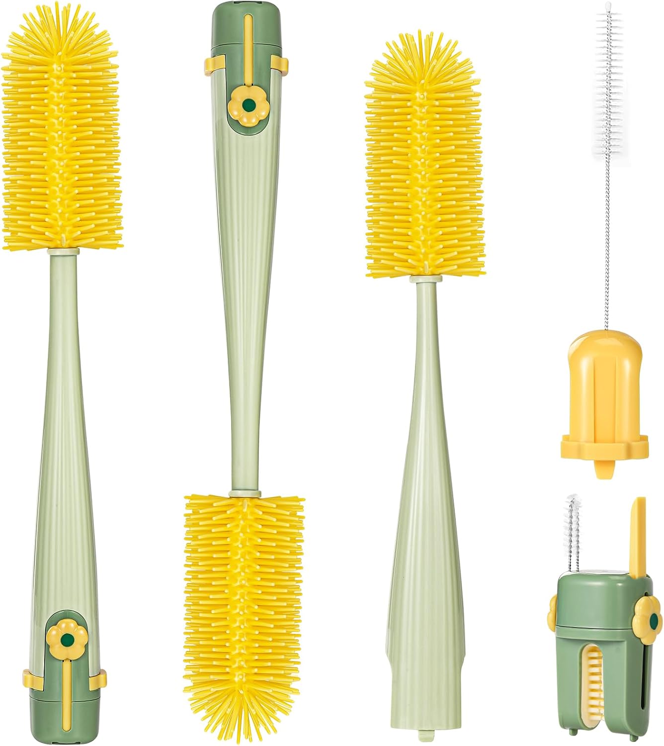 Flaschenbürste – 5-in-1-all-in-one-flaschenbürste Mit Saugerrohr, U-förmigem Mundstück Und Flaschenöffner Mit Verschlusskappe – 2-teilig