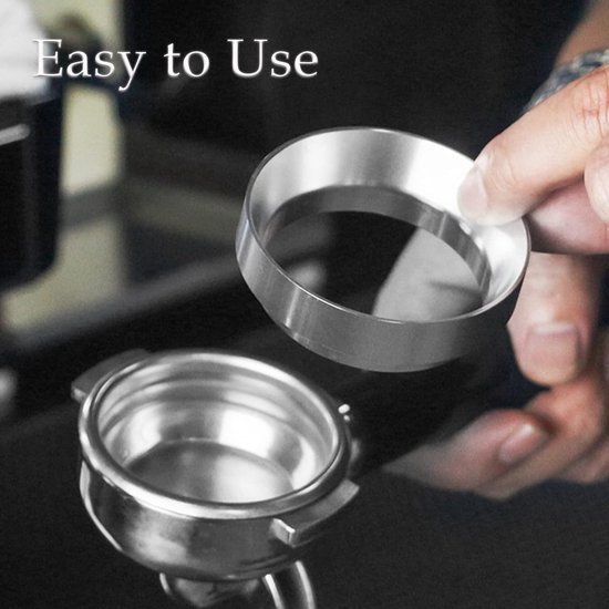 58-mm-dosiertrichter Mit Magnetischem Espresso-dosierring, 4 Magnetperlen Verhindern Pulverflug, Barista-filterhalter Aus Aluminiumlegierung, Silberfarben