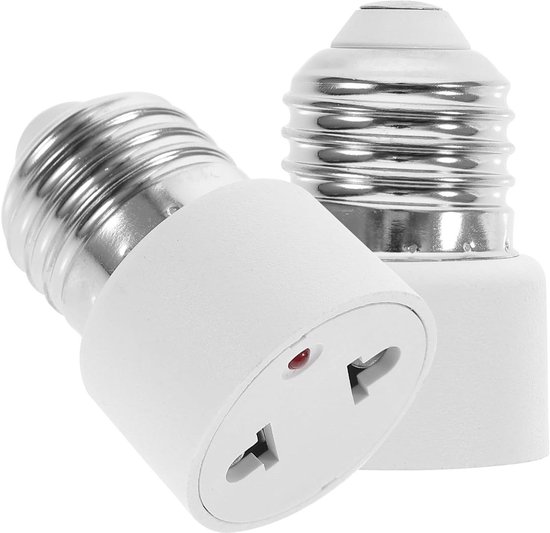 2er-pack Glühbirnen-zu-lampenfassung-adapter, E27-lampenfassung-konverter, Schraubanschluss, Geeignet Für Balkone, Kameras, Terrassen, Garagen – Weiß – 2-polig