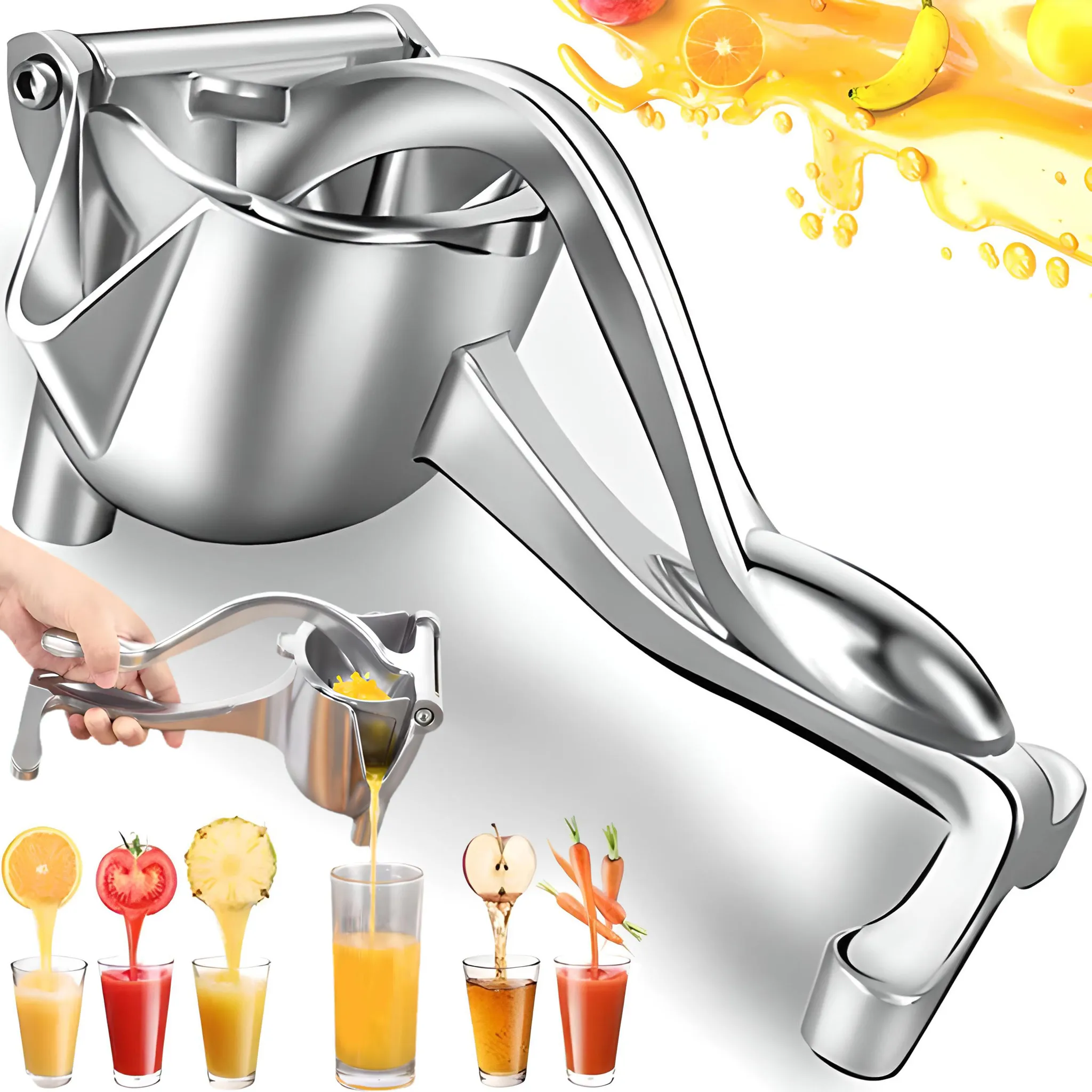 Zitruspresse, Manuelle Zitronenpresse, Entsafter, Orangenpresse, Limettenpresse, Zitruspresse – Silber