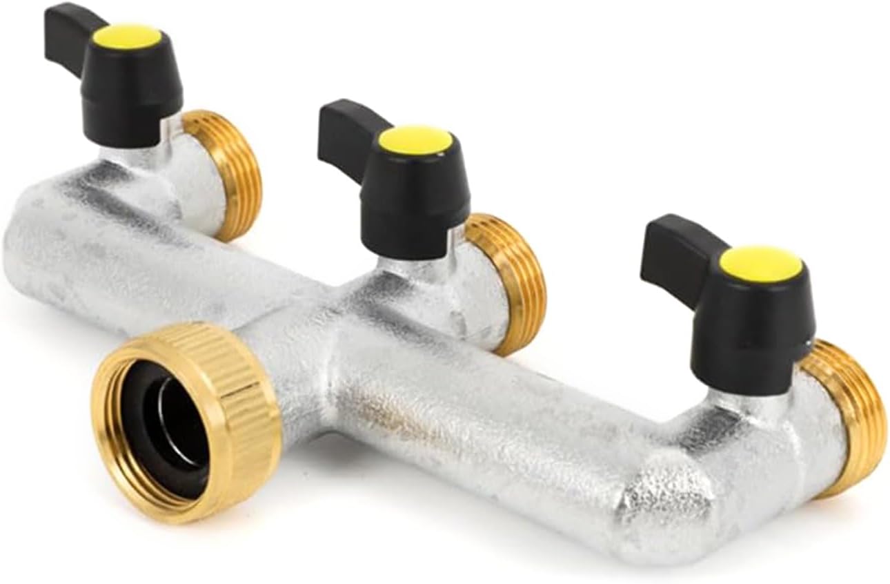3/4-zoll-wasserhahnverteiler, 3-wege-schlauchverbinder Mit 3 Separaten Ventilen Für Haus, Garten Und Küche