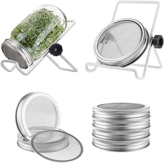 Anzuchtset Im Einmachglas – Set Mit Deckeln Und Ständer – Anzuchtgläser Für Brokkoli- Und Alfalfa-sprossen – 500 Ml
