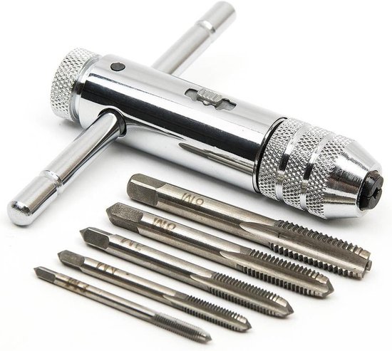 Plus – Verstellbares T-griff-ratschenrad, Metrisches Profilgewindebohrer – M3 M4 M5 M6 M8