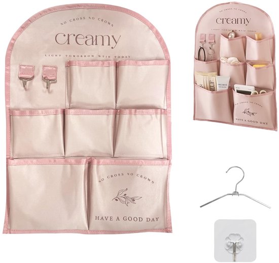 Geeignet Für Solidchoice Bettbeutel, Hängender Nachttisch-wandorganizer, Aufbewahrungstasche Aus Stoff Mit 7 Fächern, 54,5 X 35 Cm (rosa)