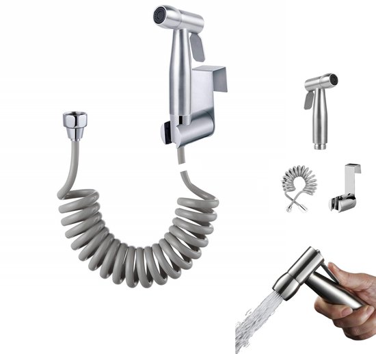 3-teiliges Set – Wc-sprühpistole, Spülvorrichtung Aus Edelstahl, Bidet Mit Reinigungsschlauch (silber)