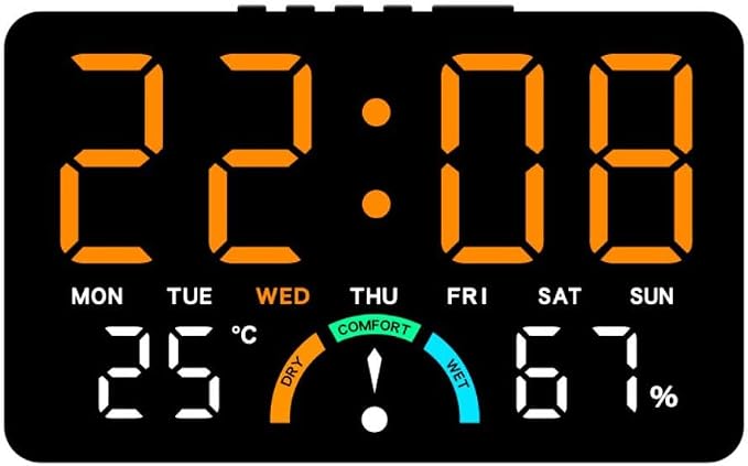 Digitales Hygrometer-thermometer Mit Uhr Und Doppelalarmfunktion, Hellem Led-display, Temperaturanzeige Im Gehäuse, Für Zuhause Oder Büro