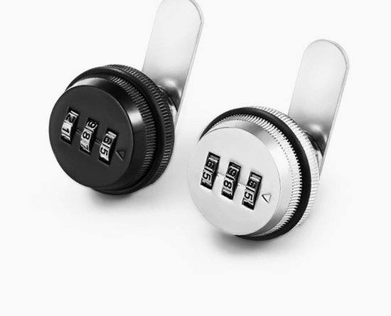 Kombinations-drehschloss, Diebstahlsicherung Für Aktenschubladen, Schwarz 20 Mm + Silber 30 Mm