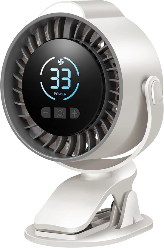 Wiederaufladbarer Mini-ventilator Zum Anclipsen, 100 Windstufen, Mit Led-nachtlicht, 720°-drehung, 12 Stunden Akkulaufzeit, Für Kinderwagen, Schreibtisch, Nachttisch Und Camping