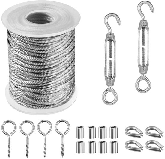Stahlseil 15 M X 2 Mm Kabelset, Teleskopierbare Wäscheleine Für Den Innenbereich, Edelstahl
