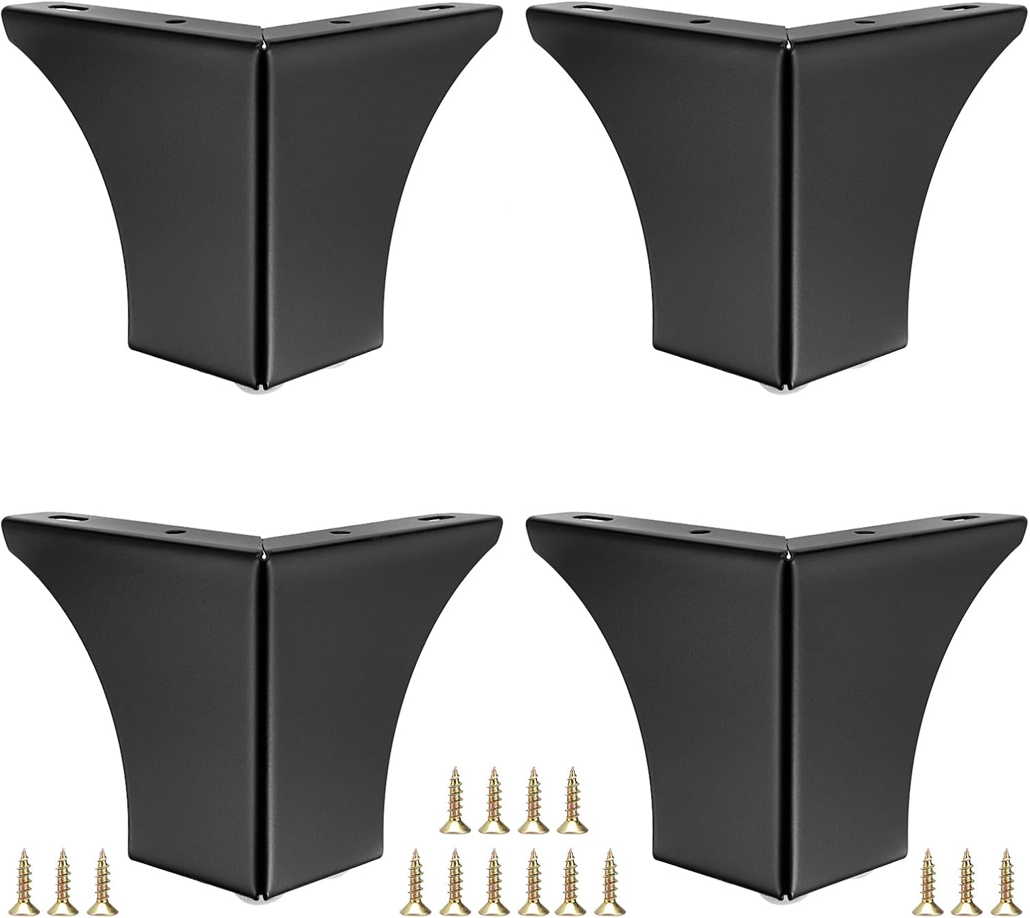 4-teiliges Set Metallmöbelbeine, 10 Cm (4 Zoll) Schwarze Sofabeine, Schminktischbeine, Moderne Ottomanen-, Couchtisch- Und Schrankbeine, Dreieckig