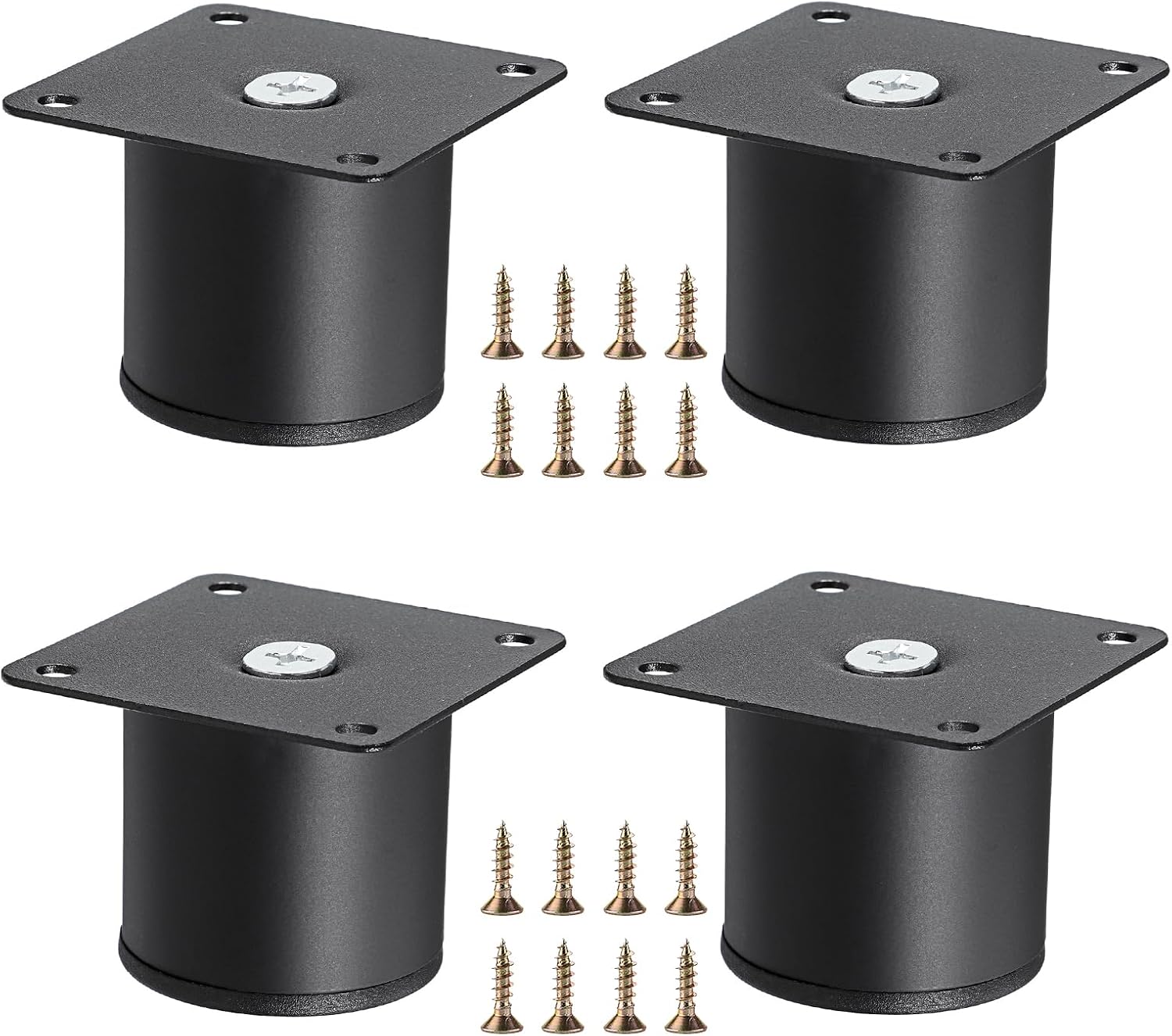 4-teiliges Set 2-zoll-möbelbeine Aus Edelstahl, Metall-schrank- Und Tischbeine, Schwarze Runde Erhöhungen Für Couchtisch, Sofa, Tv-schrank Und Stuhl