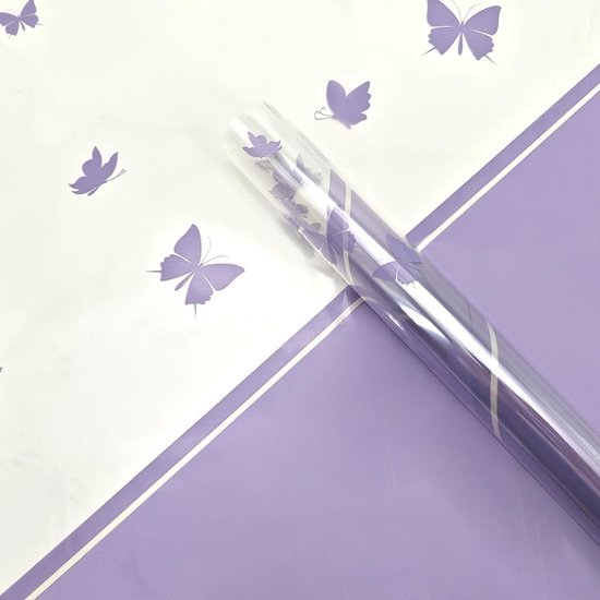 20 Blatt Xiao Hua Geschenkpapier Mit Hellviolettem Schmetterlings- Und Glasblumenmuster (57x57cm)