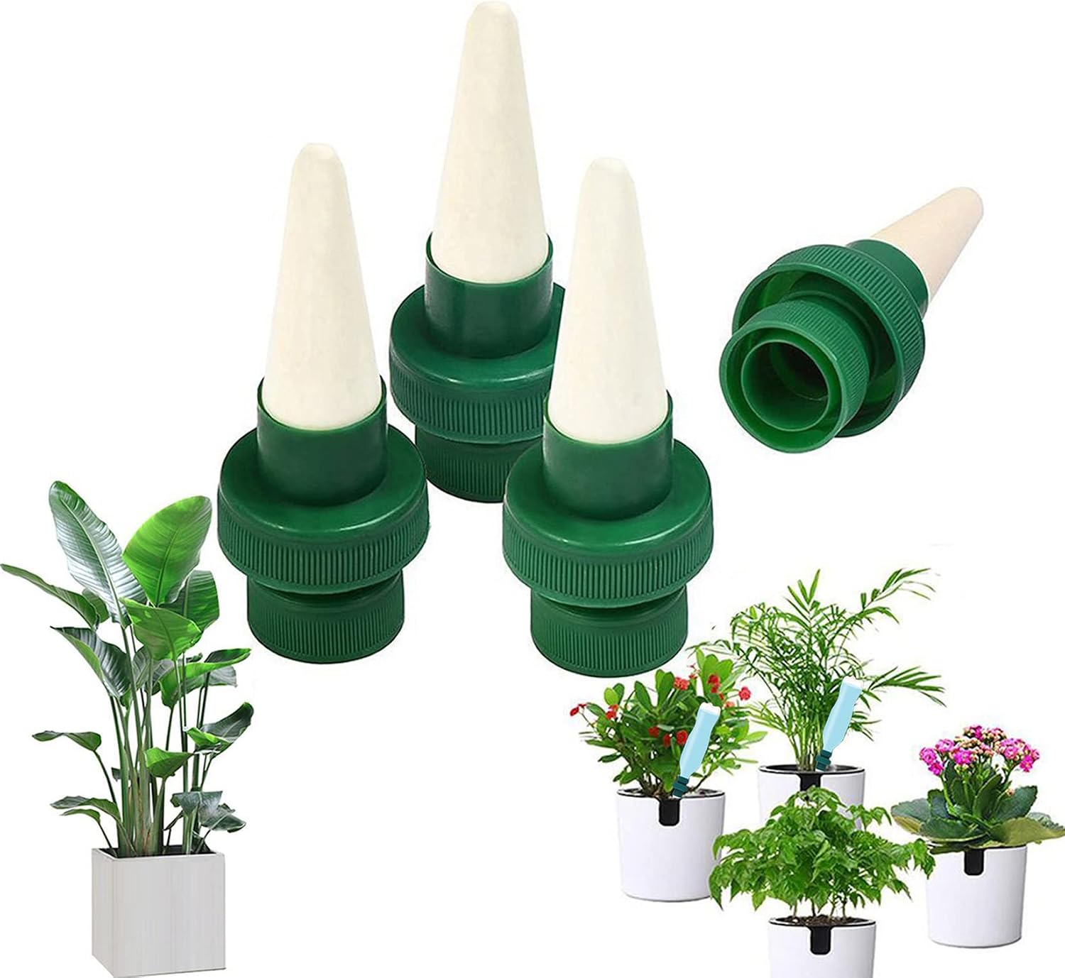 Tropfbewässerungsflasche, 4-teiliges Keramik-tropfbewässerungssystem, Automatischer Pflanzensprüher, Automatisches Bewässerungssystem Für Garten, Haus, Innen- Und Außenbereich.