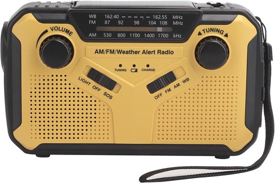 Solarbetriebenes Notfallradio, 2500-mah-am/fm-wetterempfänger Mit Heller Led-taschenlampe Und Leselampe Sowie Sos-alarm