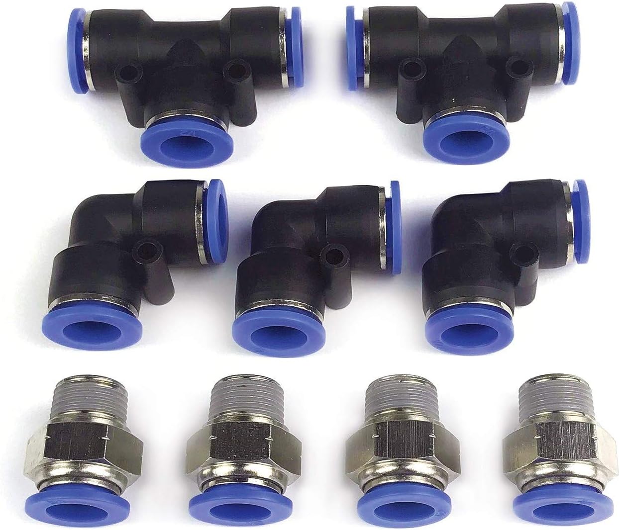 9-teiliges Steckkupplungsset – 1/2"-außendurchmesser-steckkupplungen – 3/8"-außendurchmesser-luftschlauch – Ideal Für Druckluftsysteme – 1/2" – 9-teilig