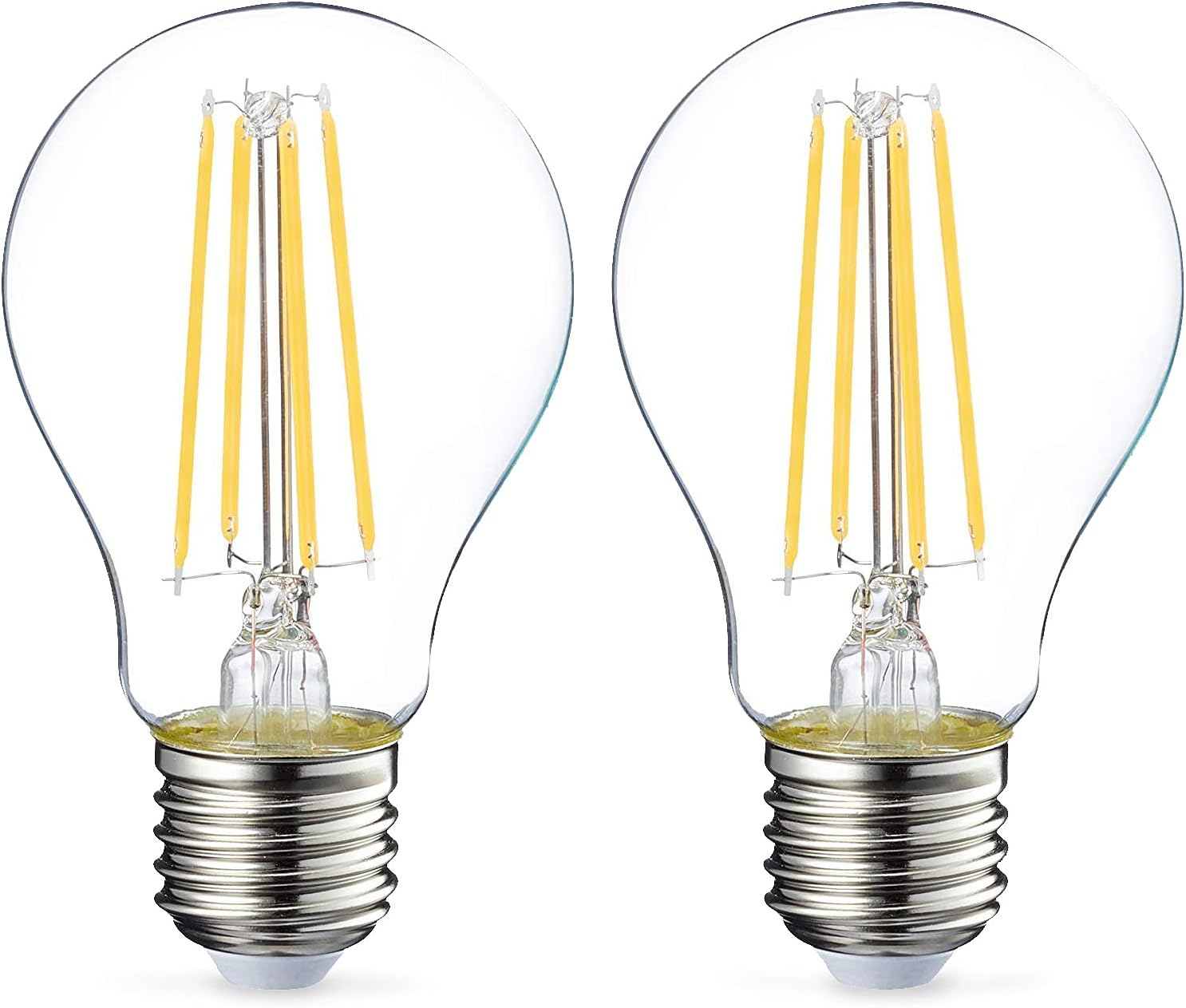 2er-pack Led-lampen, Edison-schraubsockel E27, 8 W (entspricht 60 W), Klarer Glühfaden, Nicht Dimmbar, Warmweiß