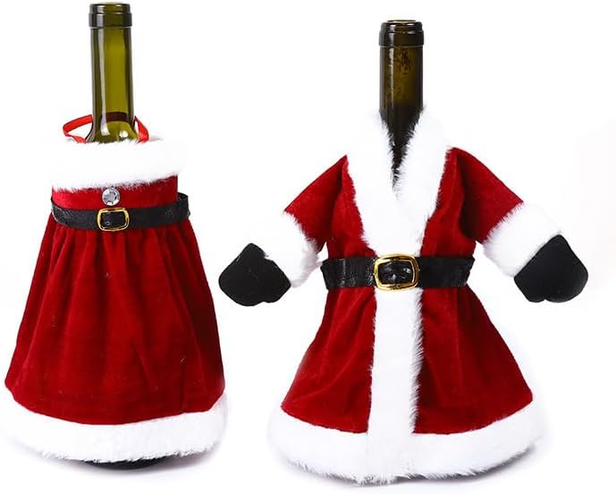 Weihnachtliches Kleider- Und Weinflaschenset – Halloween-dekoration – Kreatives Kleiderdesign, 2-teiliges Set, Champagner- Und Rotweinflaschenset, Tischdekoration