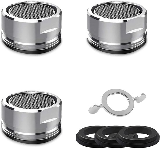 Edelstahl-wasserhahn-luftsprudler [3-teiliges Set], Wassersparend, Mit 3 Unterlegscheiben Und 1 Schraubenschlüssel.