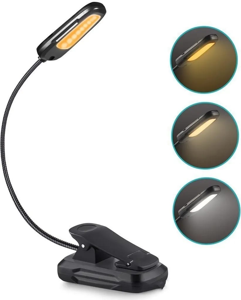 Wiederaufladbare Led-leseleuchte, Blaulichtfilter-klemmleuchte Mit 3 Einstellbaren Helligkeitsstufen Und 9 Bernsteinfarbenen Leds