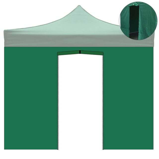 Divina Garden - 3x2m grüne wasserdichte Seitenabdeckung mit aufrollbarer Tür für 3x3m faltbaren Pavillon