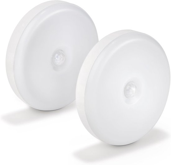 Set Mit 2 Led-nachtlichtern Mit Bewegungs- Und Dämmerungssensor, Batteriebetriebenes Weißes Kunststoff-nachtlicht, Warmweißes Nachtlicht Für Den Flur